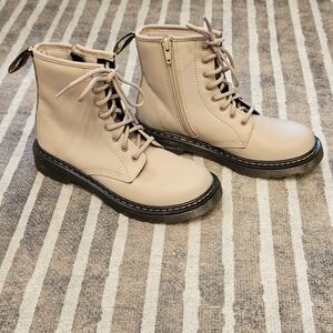 NEW Dr. Martens Airwair Beige Mid Combat Boots - Youth Size 3